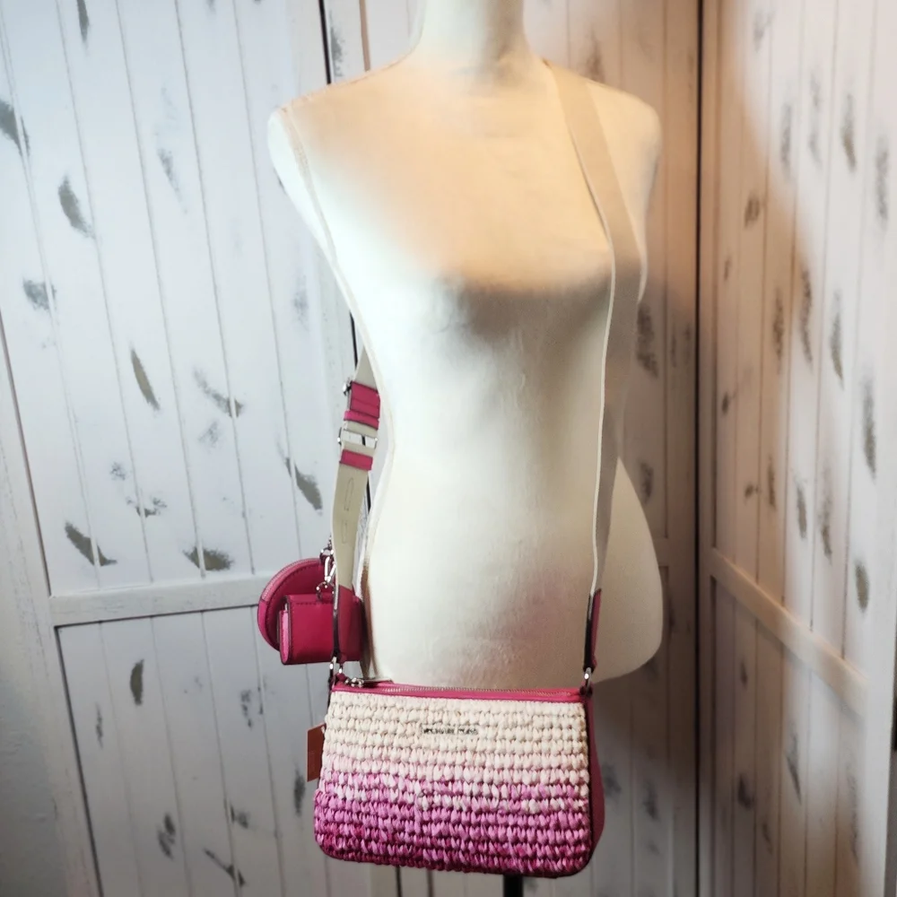 Michael Kors Jet Set Small Ombre Straw Crossbody Bag